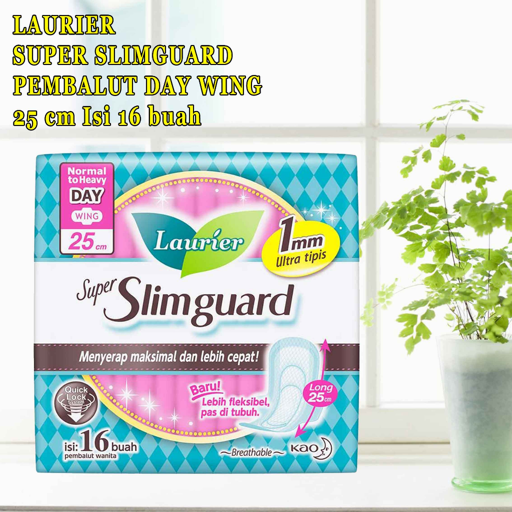 LAURIER SLIMGUARD 25cm isi 16 buah / pembalut laurier slimguard 25cm isi 16 buah (wing)