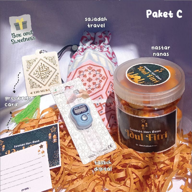 

Ready Hampers Lebaran Lucu Tas Mika Transparan Hampers Eid Tasbih Digital Sajadah Nastar Putri Salju