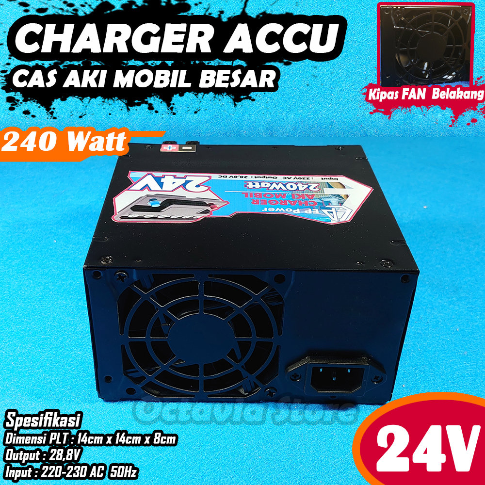 Cas Aki Mobil Charger Accu 24V Kapasitas Besar