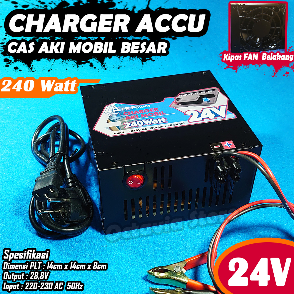 Cas Aki Mobil Charger Accu 24V Kapasitas Besar