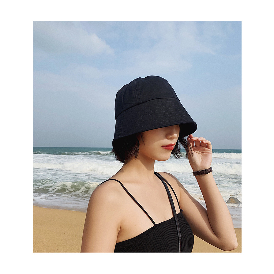 TOPI PANTAI WANITA DEWASA KOREA BUCKET POLOS LEBAR CAP PEREMPUAN TERBARU KEKINIAN W14