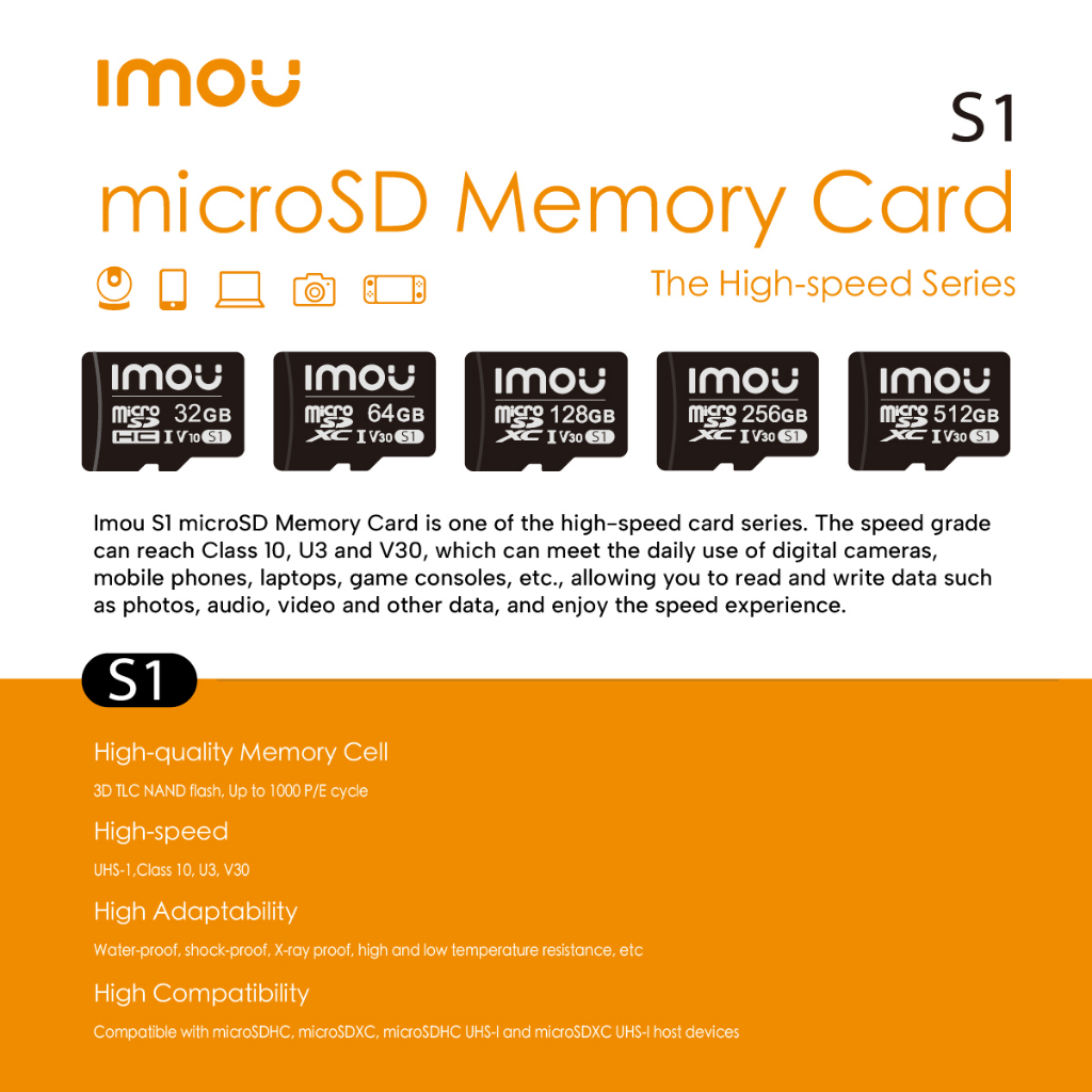 IMOU Micro SD Card 64GB Memory card Class 10 Transfer Up to 95Mb/s HP Kartu Memori SD Memori Card