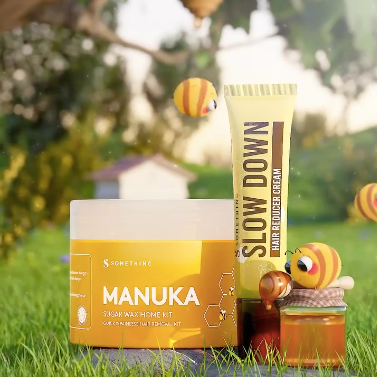 SOMETHINC Bee Power Essential Waxing Kit | Manuka Sugar Wax / SLOW DOWN Hair Reducer Cream