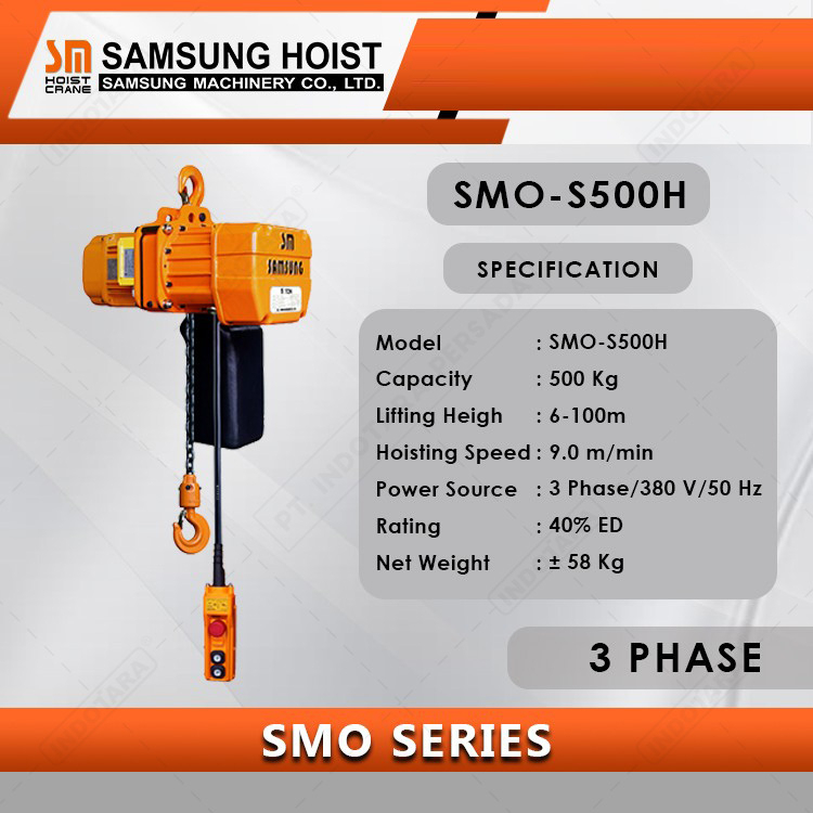 Electric Chain Hoist Samsung SMO Series 3 Phase SMO-S500H