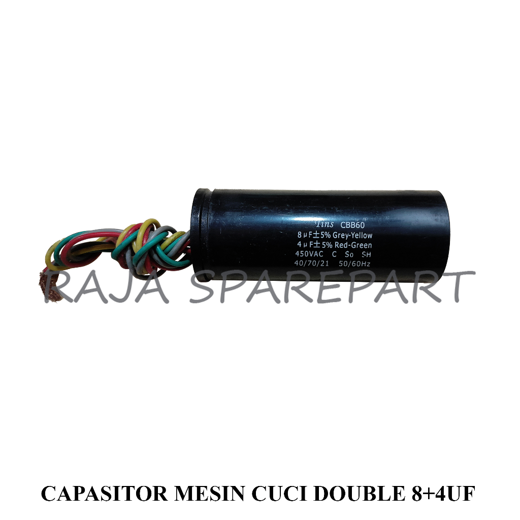 CAPASITOR / KONDENSATOR MESIN CUCI DOUBLE 8+4UF