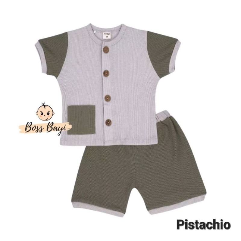 Dialogue Baby Color Mix Short Playset Waffle - DFB0211 DFB0212 (Setelan Anak Baju Lemgan Pendek + Celana Pendek)