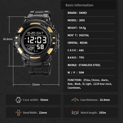 SKMEI 2003 Jam Tangan Pria Jam Digital Sport Watch Anti Air 5 Bar