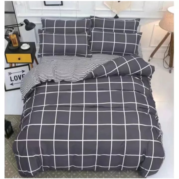 Sprei motif kotak kotak ukuran 180x200 / sprei
