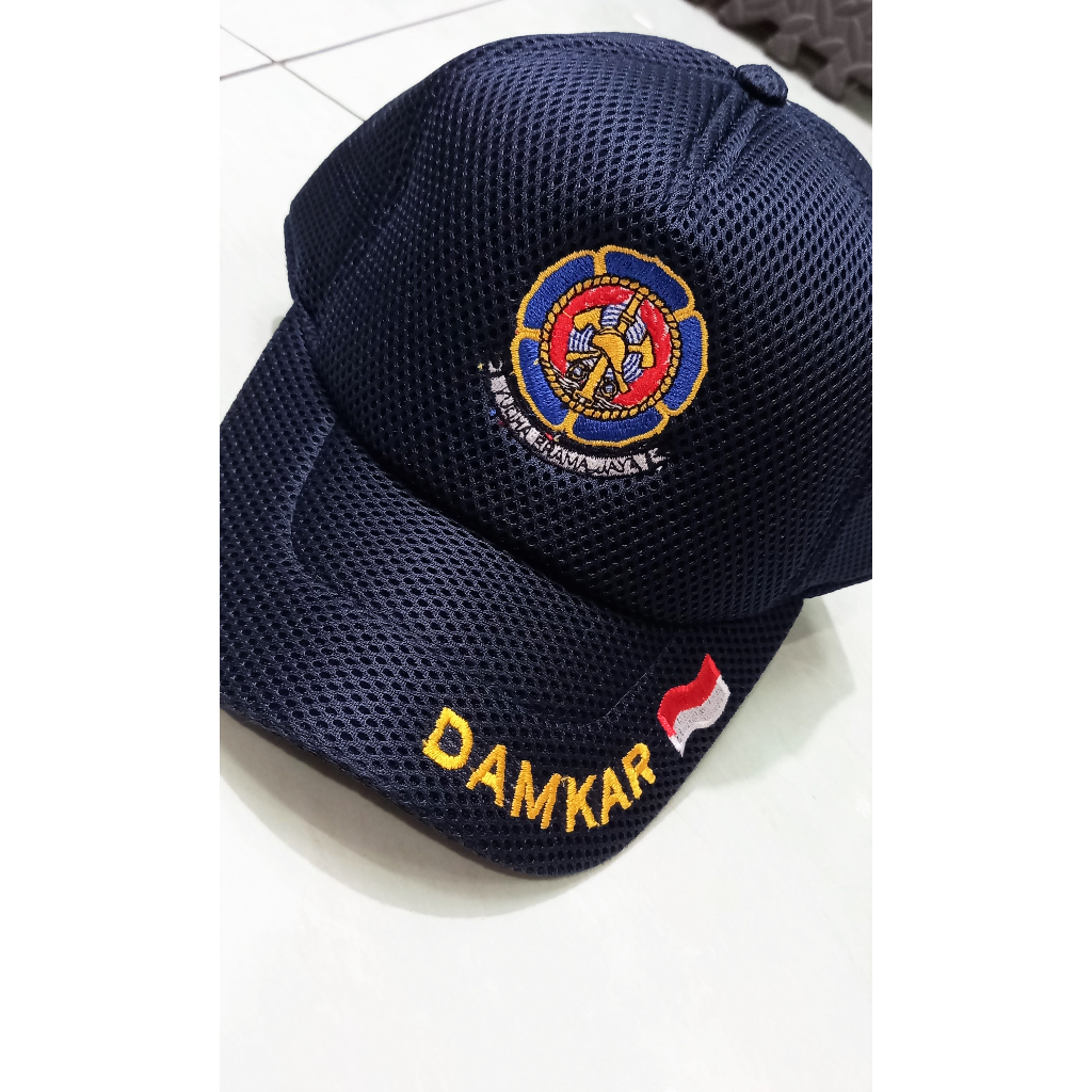 Topi Damkar Jaring Biru Dongker Topi Jaring Pemadam