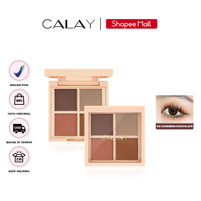 CALAY Pearlescent Eyeshadow High Pigmented Eyeshadow 4 Warna Nude Eyeshadow #4Charming chocolate