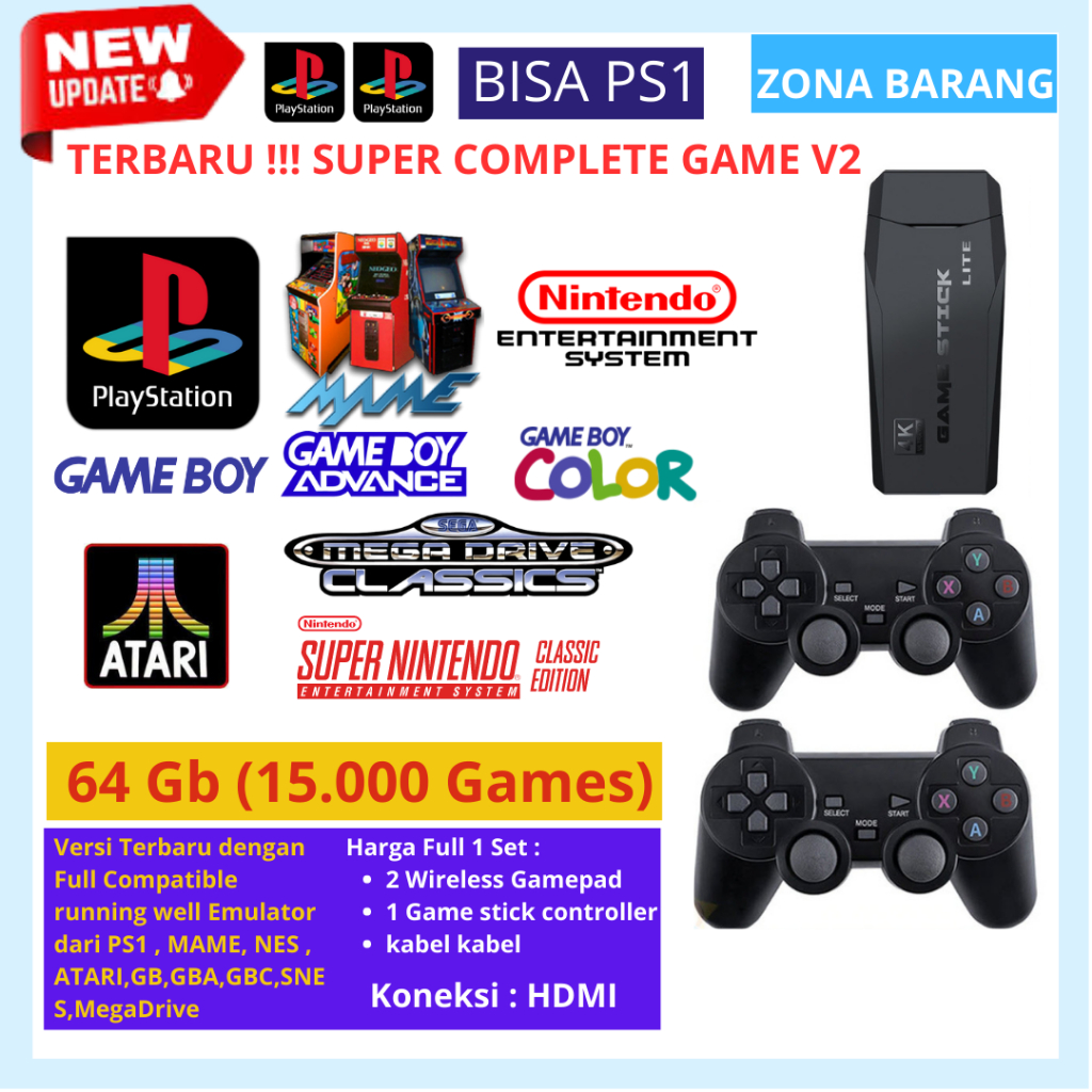 Mini 4K Stik Stick 3500 10.000 Game Games Retro Console Box Wireless Gamepad Nostalgia Gift Hadiah Untuk Game Hiburan Keluarga