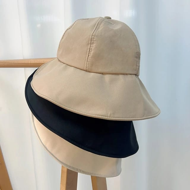 Topi Pantai Wanita Dewasa Korea Visor Kebun Cap Cewek Polos Lebar Perempuan Jepang Musim Panas 43a