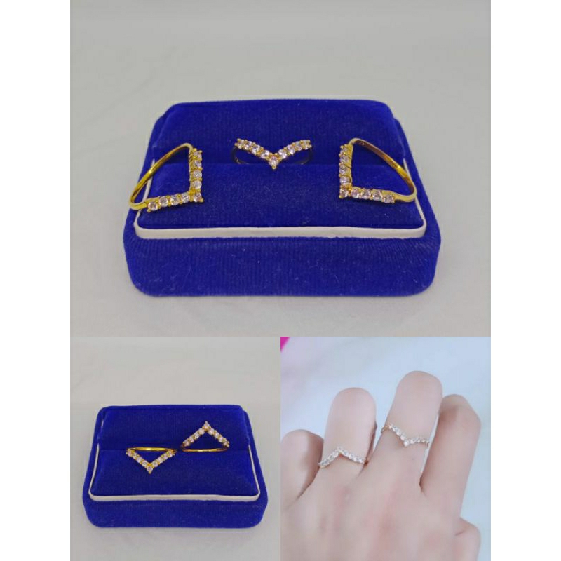 cincin listring (fuji) mata putih/perak asli silver 925 lapis emas/perhiasan fashion wanita terbaru