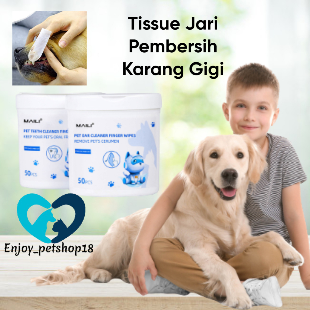 Sarung Jari Tissue Pembersih gigi Anjing Kucing / Tissue Pembersih Karang Gigi Hewan