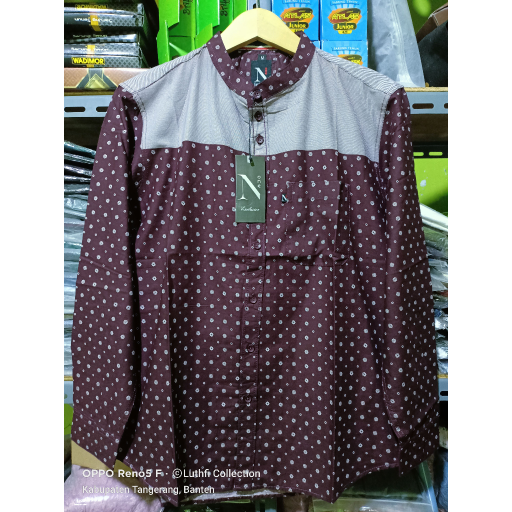 kemko Kemeja Koko N One sage lengan panjang