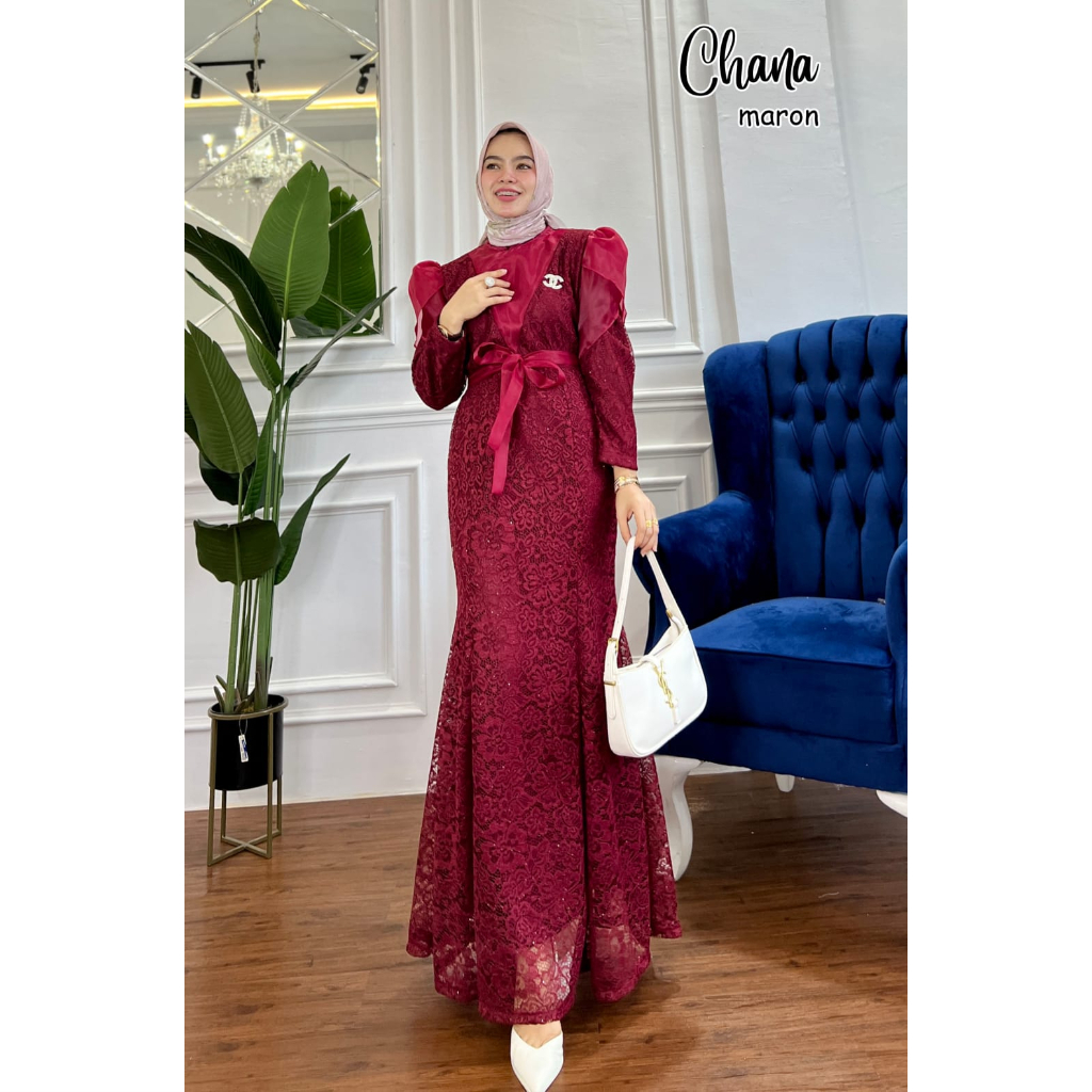 GAMIS PESTA DUYUNG CHANA DRESS KONDANGAN BRUKAT DUYUNG ORGANZA