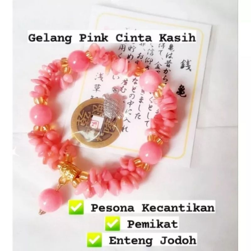 Gelang Giok dan Kristal Pink Rose Quarts