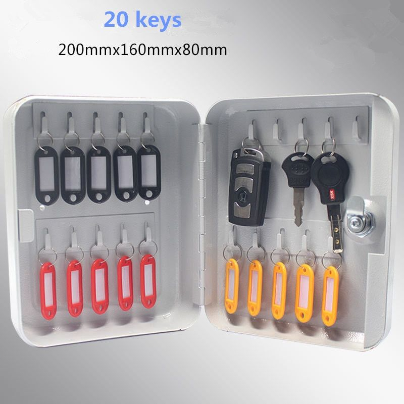 Wall Key Box 20 Key Metal Safety Lock Key Box Tempat Penyimpanan Kunci Gantung Box Gantungan Kunci