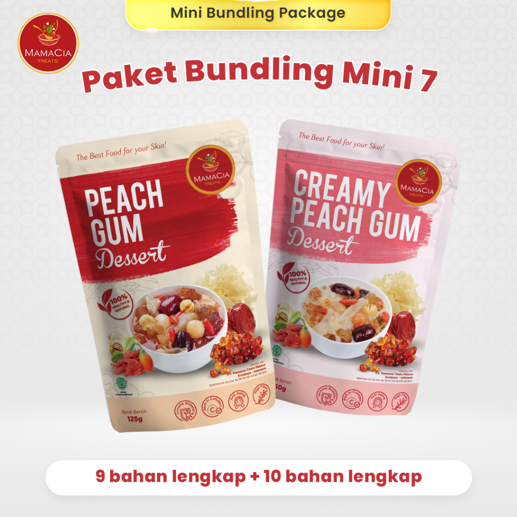 

Mamacia Treats Paket Bundling MINI 7 : Creamy Peach Gum Dessert + Peach Gum Dessert