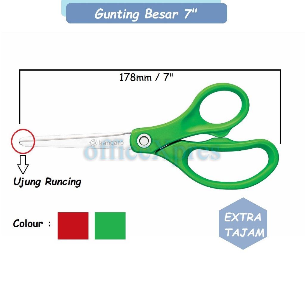 

Gunting Kertas Besar / Gunting Kertas 7 inch (18cm) / Scissors SD70 Kangaro