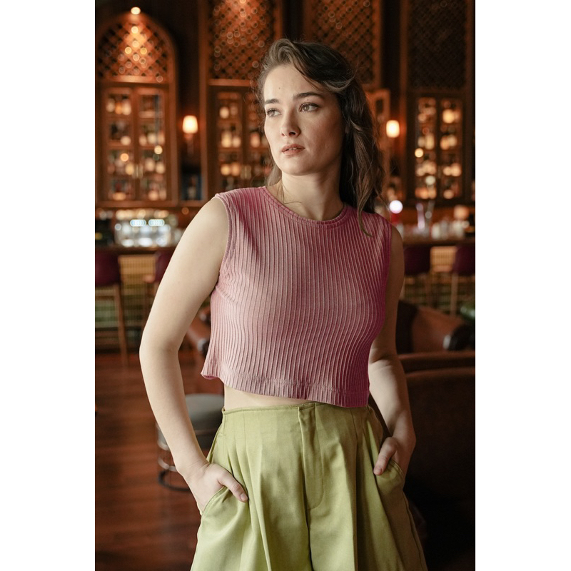 maven MELL CROP SLEEVELESS in tickle peony new