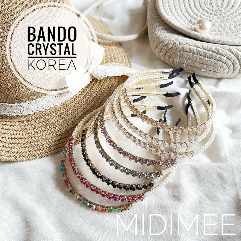 KOREAN PEARL HEADBAND - Bando Crystal Korea Mutiara Mote dengan Krystal Blink Blink Girly Retro - Premium Korean Style