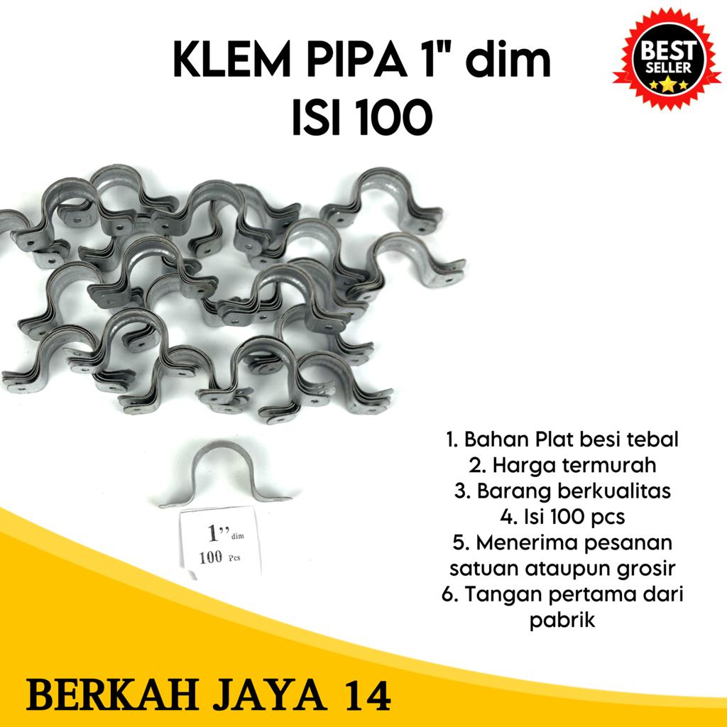 KLEM BESI PLAT PIPA UKURAN 1 INCH HARGA MURAH BARANG BERKUALITAS ISI 100 BIJI PER PACK TERLARIS