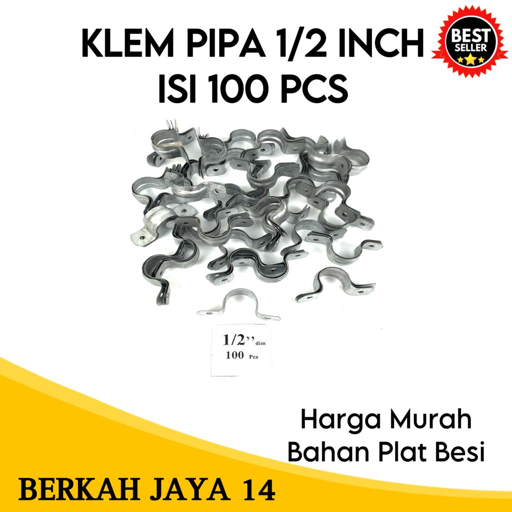 KLEM BESI PLAT PIPA UKURAN 1/2 INCH ISI 100 BIJI / PACK HARGA MURAH BARANG BERKUALITAS