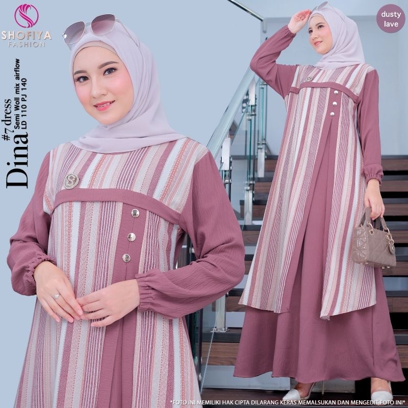 baju gamis lebaran baju moslem casual dina dress ORI shofiya