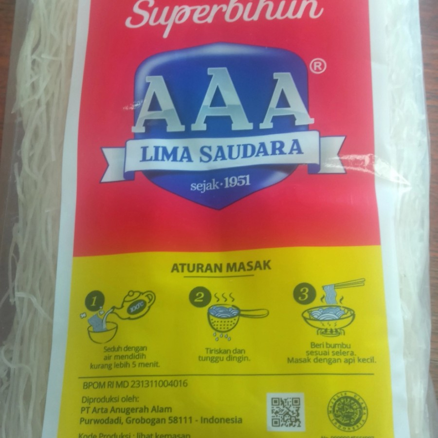 

super bihun aaa lima saudara 450 gr (mentah)