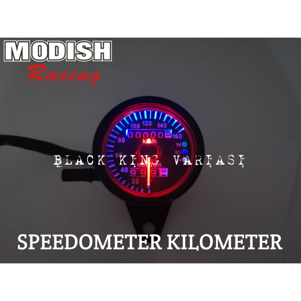 Speedometer Jarum Universal Speedometer Bulat Kilometer LED Universal Speedometer Kilometer Bulat Spido