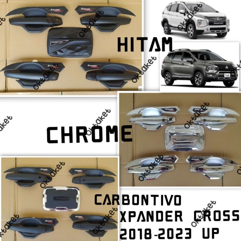 paket outer handle tank cover Xpander Cross 2018 2020 2023 2024 Hitam Chrome Carbontivo