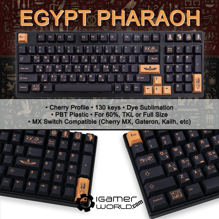 Titan Nation Egypt Pharaoh Keycaps PBT Dyesub for Mechanical Keyboard