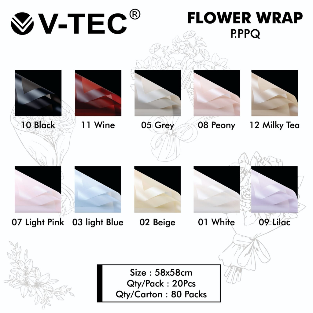 20 Pcs Flower Wrapping Cellophane List Glossy P.PPQ - Kertas Buket Bunga