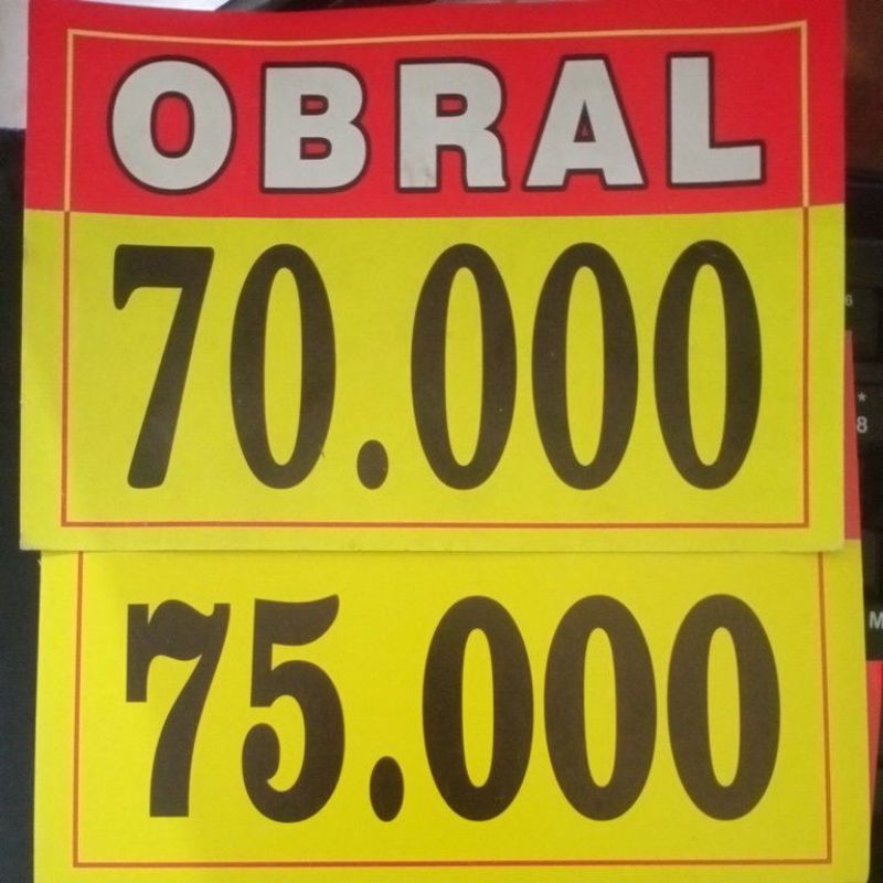 kertas obral harga / Label harga