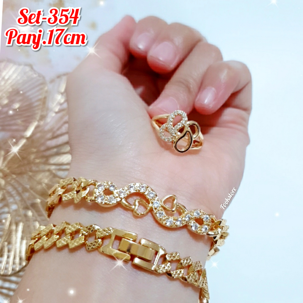 SET PERHIASAN GELANG GRATIS CINCIN CANTIK | GELANG SET AKSESORIS XUPING/COD