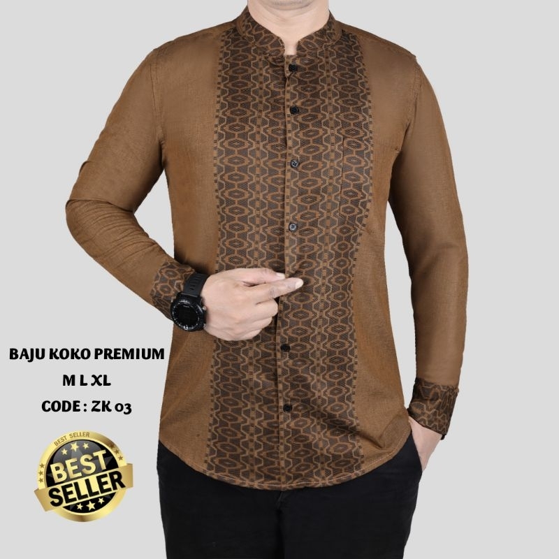 BAJU KOKO PRIA LENGAN PANJANG SLIM FIT MODERN EK14