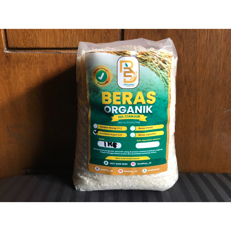 

Beras Putih Organik 3DL Cianjur per 1KG / Beras Organik Pandan Wangi 3DL Cianjur- Beras Sehat