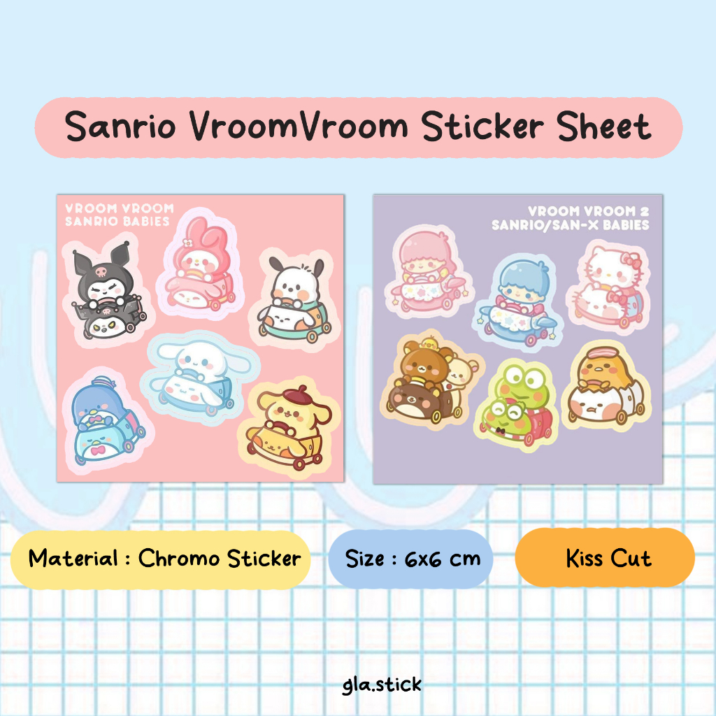 

Vroom Vroom Sanrio Sticker Sheet