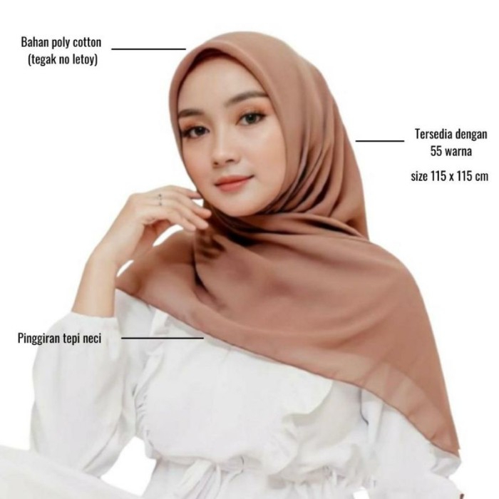 {100% Ori } Kerudung Wanita Polos Segi Empat Paris Import China