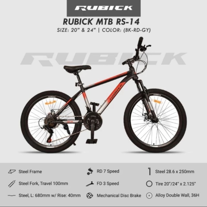 Sepeda MTB 20 inch RUBICK RS 14 sepeda anak laki laki