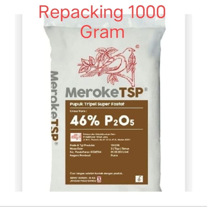 Pupuk Meroke TSP 46 % Kemasan Repacking 1000 Gram ( Dibungkus dengan Plastik 1000 Gram dari Kemasan 