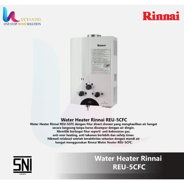 Rinnai Gas Water Heater 5L Pemanas Air Indicator LED REU-5CFC 5CFC