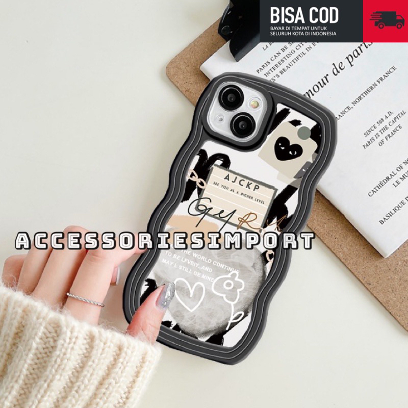 CASING WAVE REALME 10/ REALME 9/ 9i/ REALME 8/ REALME 2PRO/ C1/ C2/ NARZO 50i PRIME/ NARZO 50A PRIME/ SOFT CASE GELOMBANG/ WAVY + PROTECTOR CAMERA MOTIF ZEBRA/ LOVE BLACK/ DORAEMON/ FLOWER