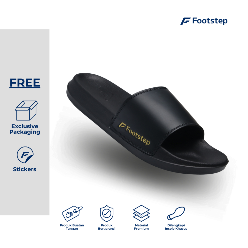 Sandal Pria Slide Footstep Footwear - Porto Black