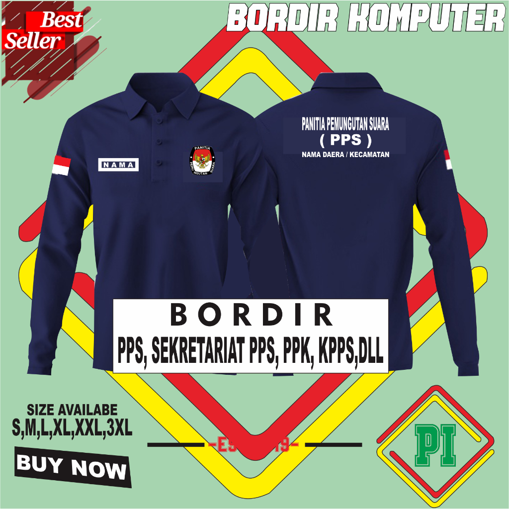 BORDIR Poloshirt / Kaos Kerah Polo Bordir PPS, Sekretariat PPS DLL / Bordir Komputer Polo Suka-Suka 