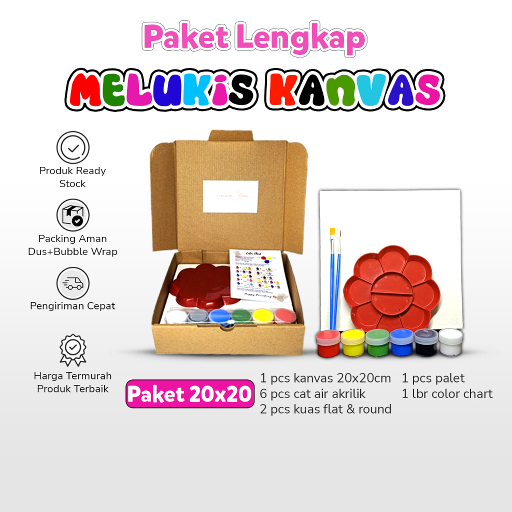 

Alat Lukis Lengkap 1 Paket Kanvas Cat Air Akrilik Kuas Palet