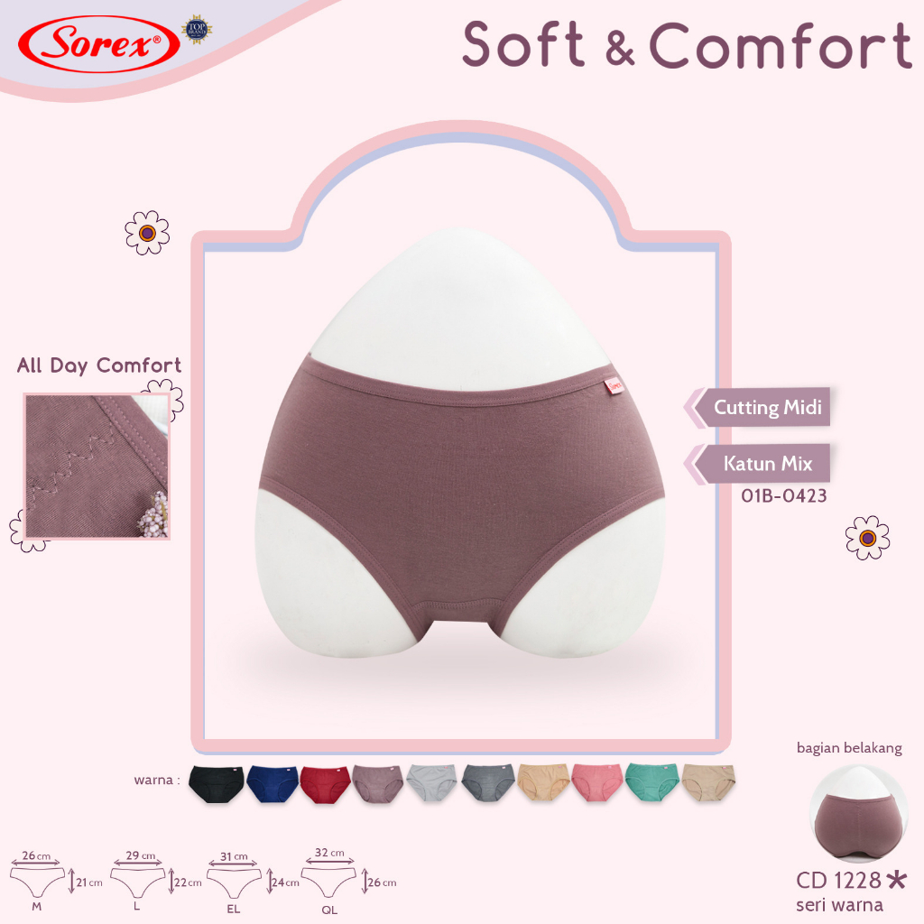 CD SOREX 1228 MAXI |CELANA DALAM WANITA SOREX - CD SOREX MAXI KATUN - SOREX CD BASIC CUTTING MIDI - CELANA DALAM POLOS WANITA - ADA JAHITAN BELAKANG | BAHAN KATUN SOFT || BAHAN BAGUS || UNDERWEAR || KATUN