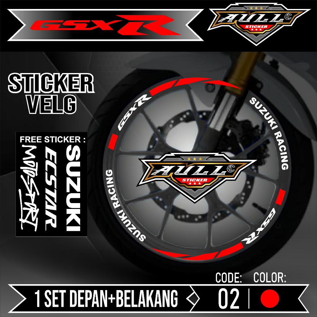 Stiker Cutting Velg GSX R - Aksesoris Stiker Cutting Sticker List Velg Motor SUZUKI GSX R 150 Lis Pe