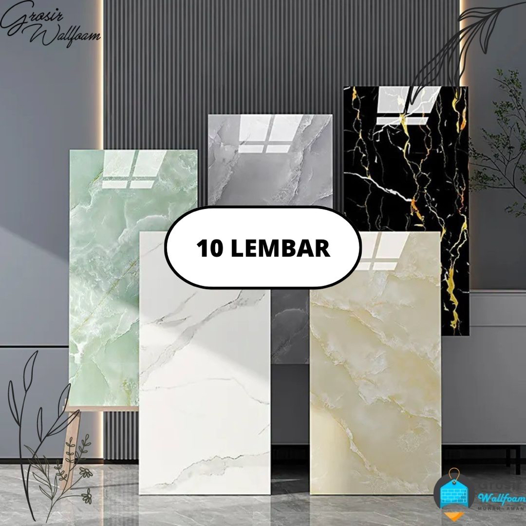(COD) PROMO 10 LEMBAR Stiker dinding wallpaper / Wallfoam Marmer 3D Dinding / Wallsticker 3D Dapur M